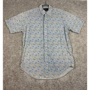 Ralph Lauren Classic Fit Floral Button Up Shirt Mens M Cotton Blue